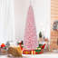 Arbre de Noël artificiel mince avec embouts de branches floquées et support en métal-2031195273
