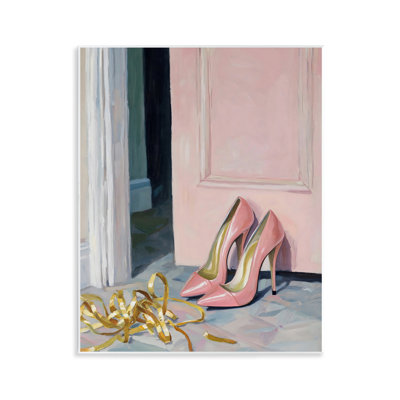 Pink High Heels & Tinsel Wall Plaque, design by The Prints Vibe