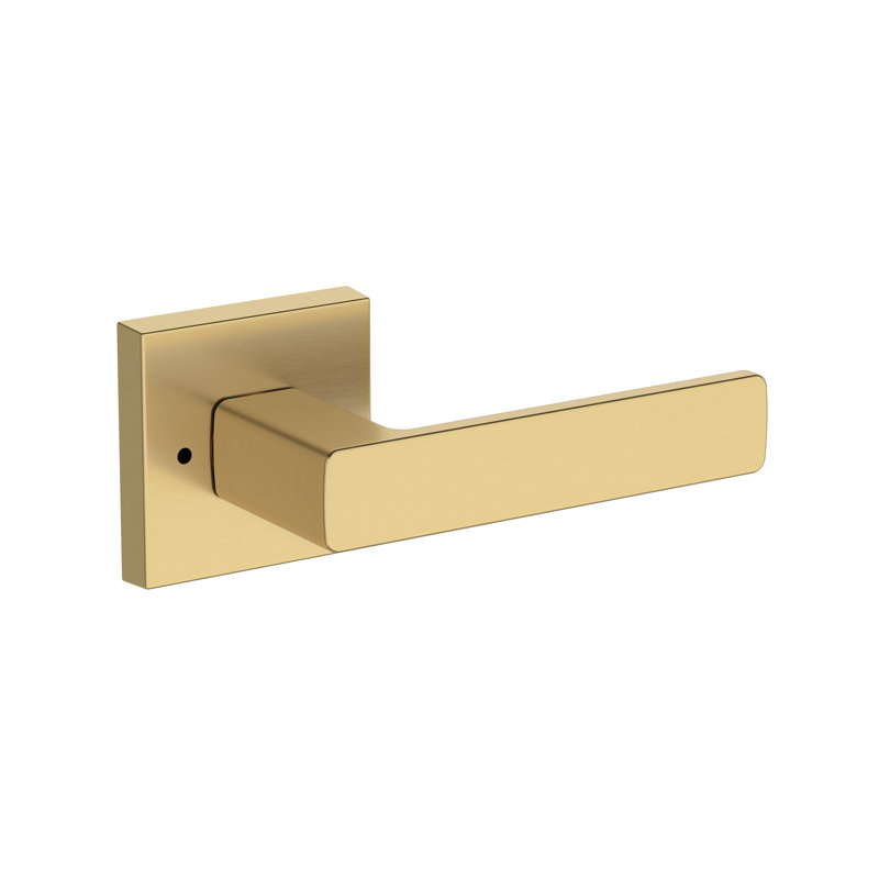 Sharpe Privacy Lever with Contemporary Square Rose in Matte Black, Satin Brass