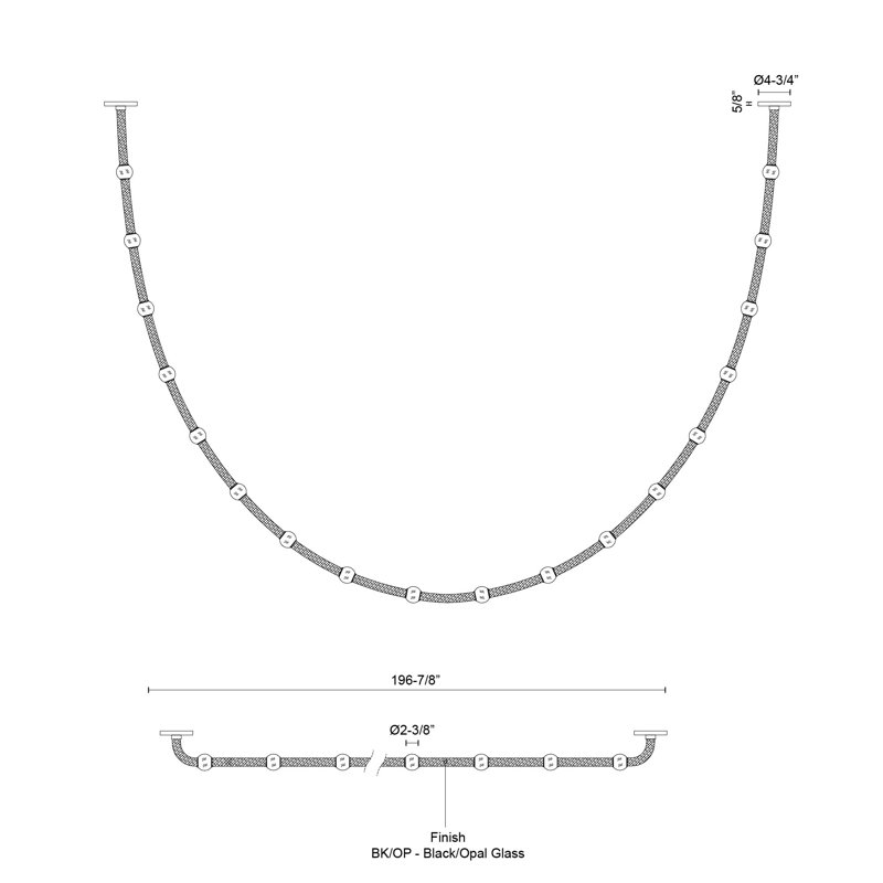 Corda 7-Ft Pendant, 76 W, 17 Lights, 196.88" Wide
