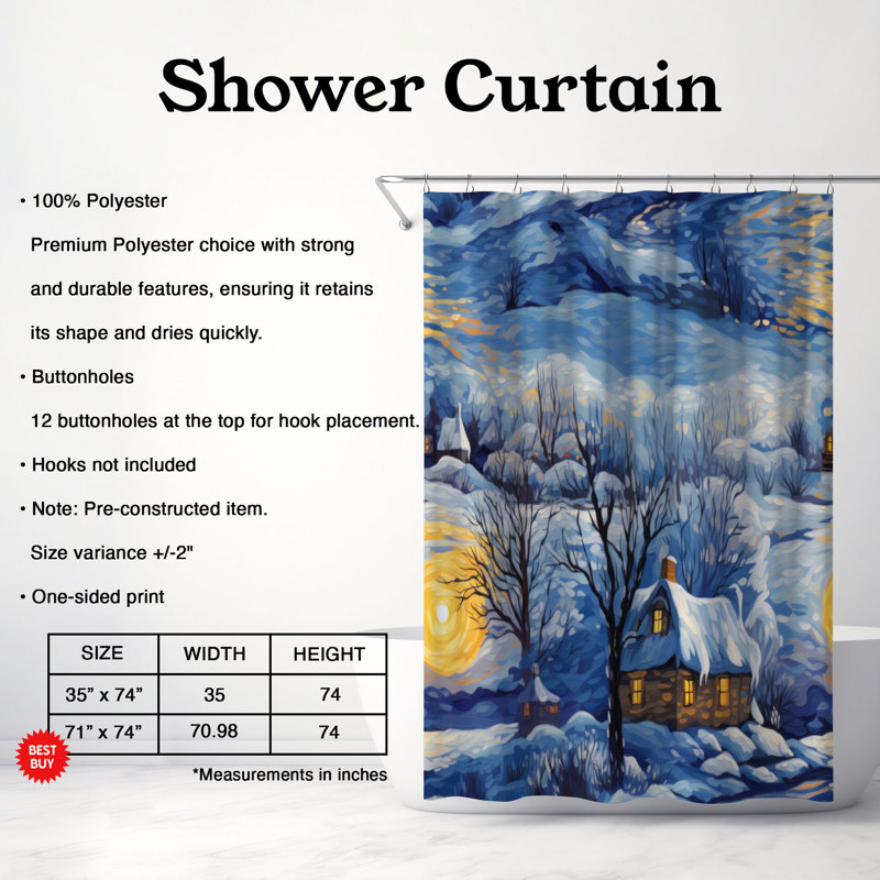 Caleena Abstract Shower Curtain, 74" H x 71" W