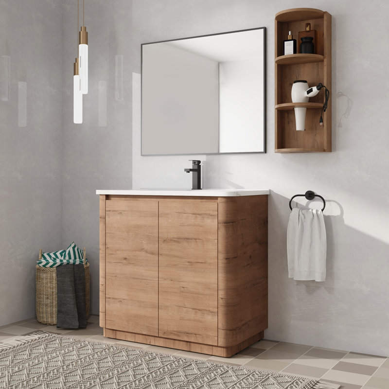 36'' Freestanding Single Bathroom Vanity With Ceramic Vanity Top, 36"