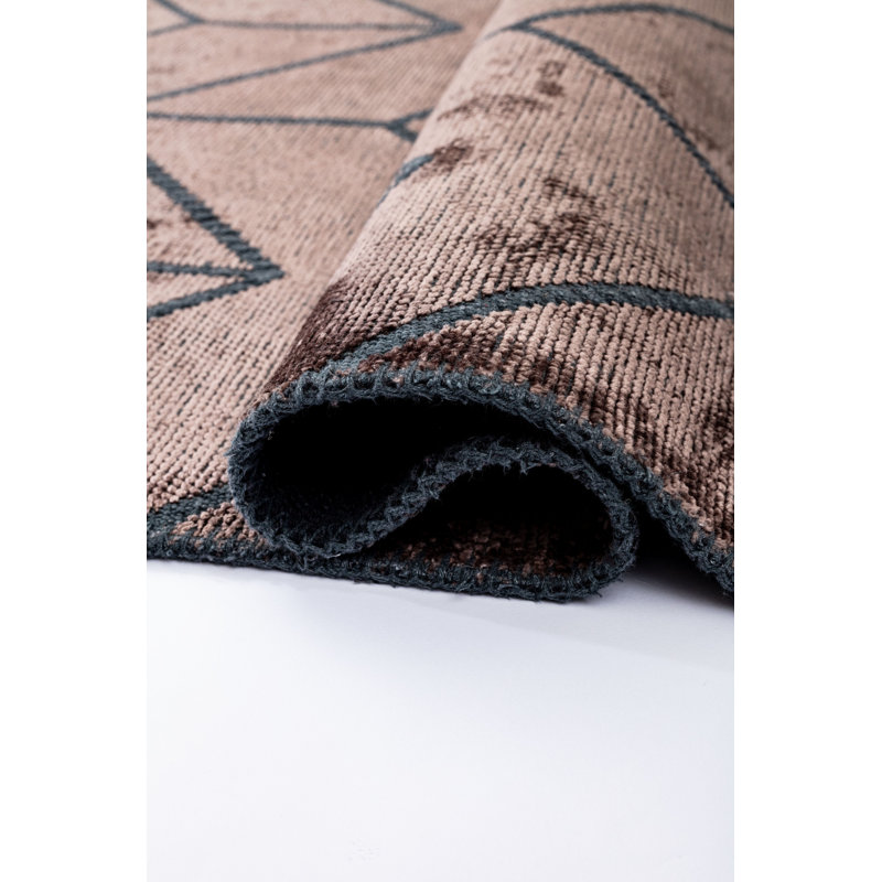 Rapture Dark Brown Chevron Luxury Area Rug, Rectangle 7'10" x 11'2"