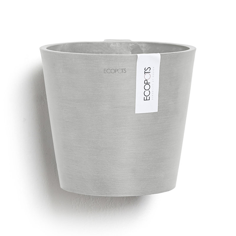 Modern Round Frost-Resistant Gray Recycled Plastic Planter
