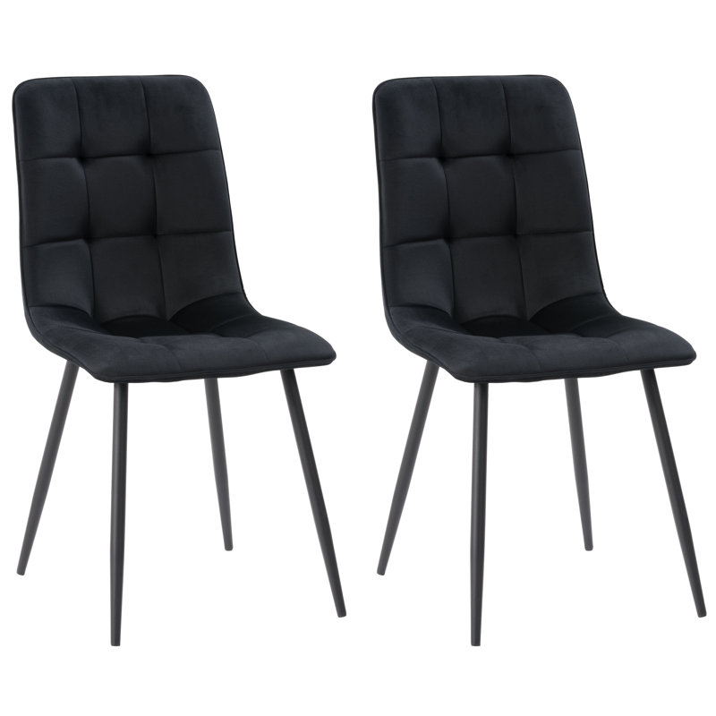 Chaise d'appoint en velours capitonné Steller, Noir