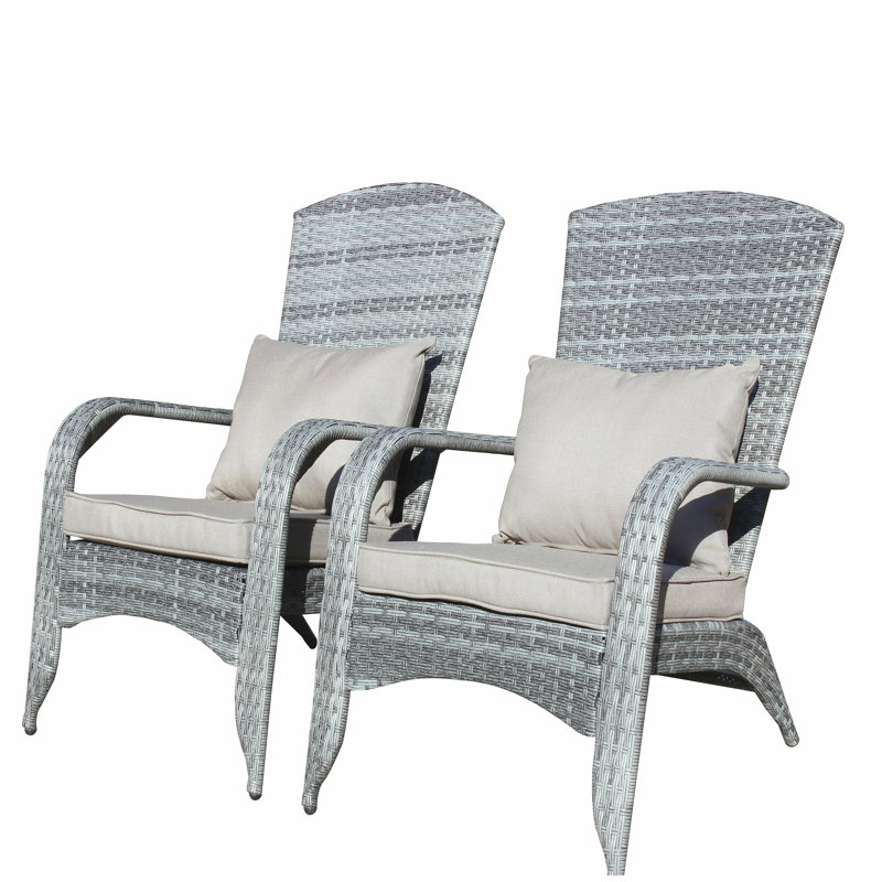 Chaise de patio avec coussins (coussin gris)