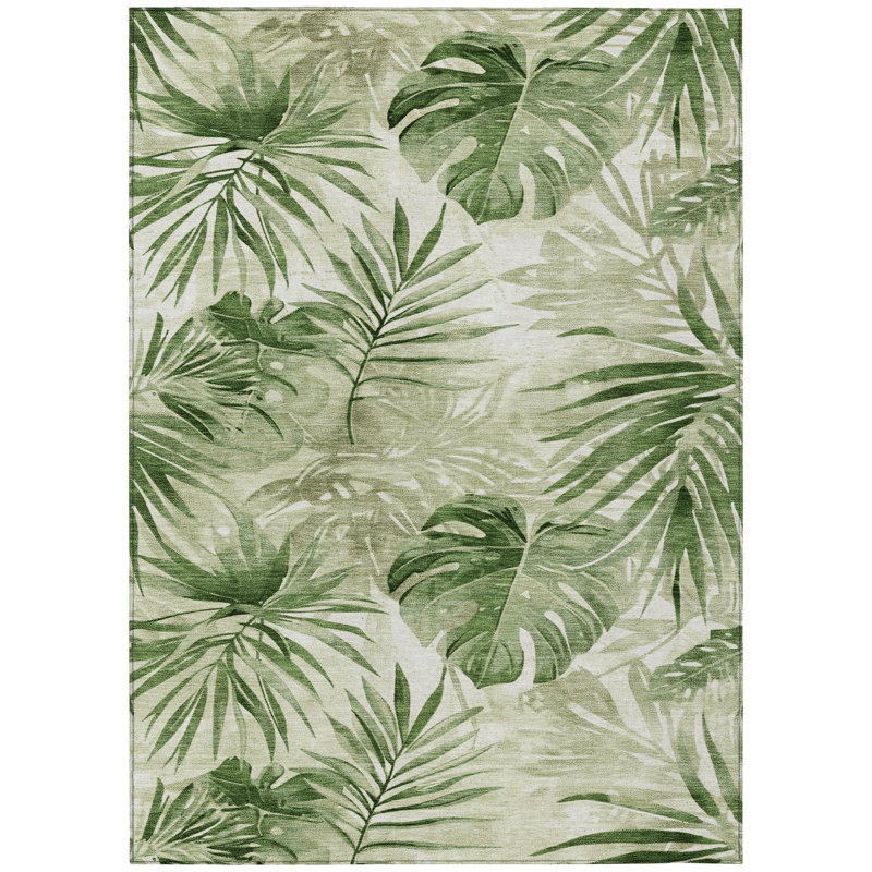 Machine Washable Indoor/Outdoor Xhevrie Aloe Rug, Rectangle 8' x 10'