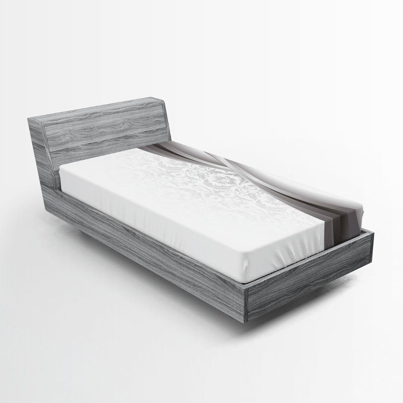 Drap-housse orange Ambesonne, Gris / gris pâle / damas blanc, Drap-housse pour lit simple TG
