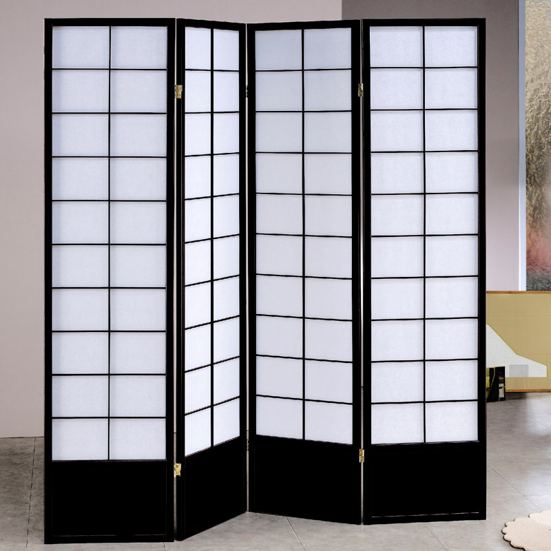 69'' W x 70.5'' H 4 - Panel Solid Wood Folding Room Divider