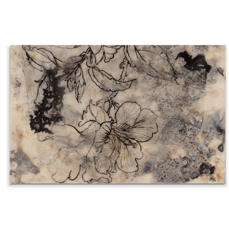 Tattooed Floral II - Single Picture Frame Print, 32" H x 48" W x 1.5" D, Wrapped Canvas