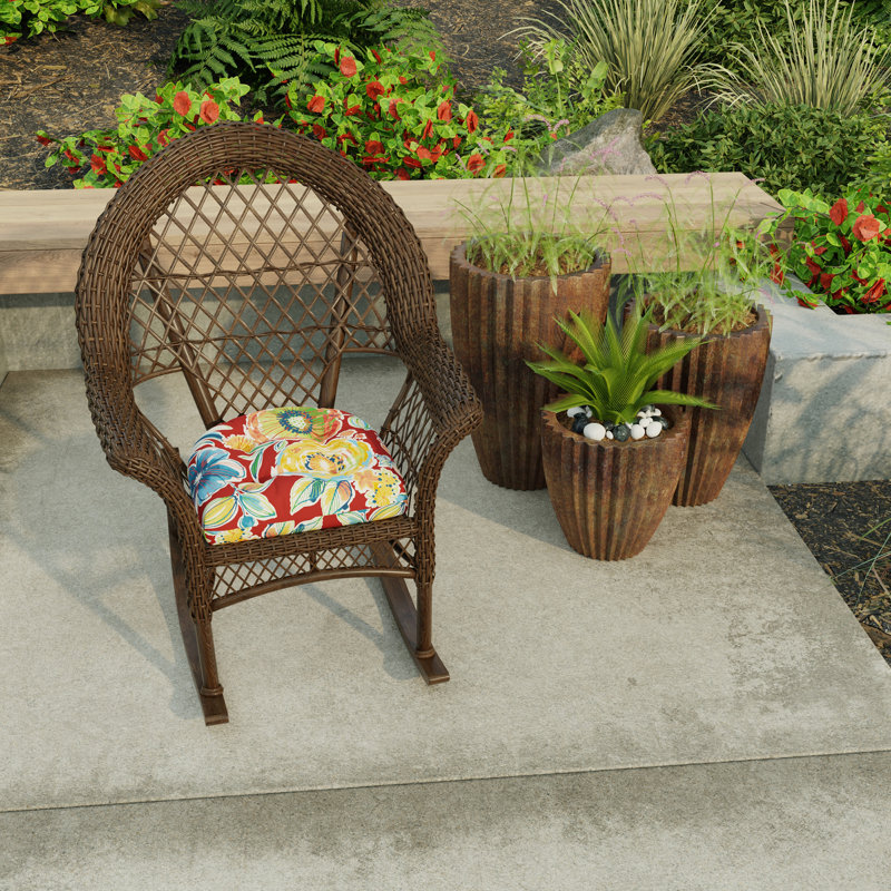 Contoured Outdoor Wicker Seat Cushion, Colsen Berry Floral