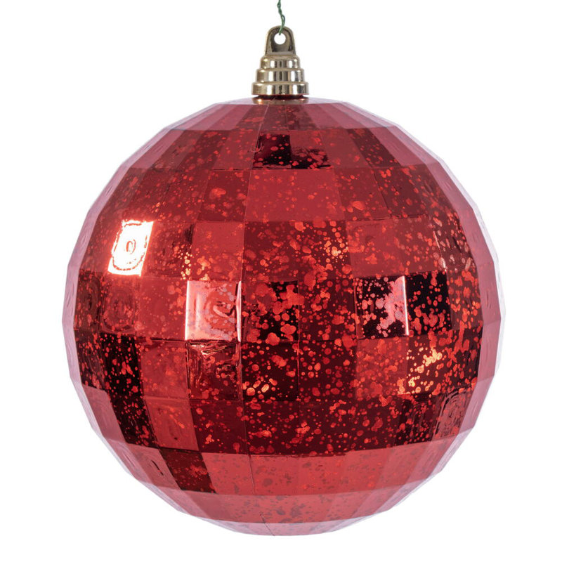 Vickerman 8" Mirror Mercury Ornament., Red