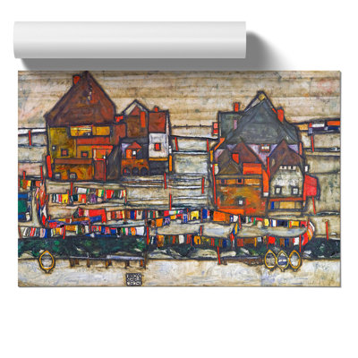 Houses With Laundry by Egon Schiele - No Frame Painting