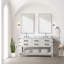Meuble-lavabo double en chêne blanc 60 po X P 22 po D, avec plateau en marbre de Carrare