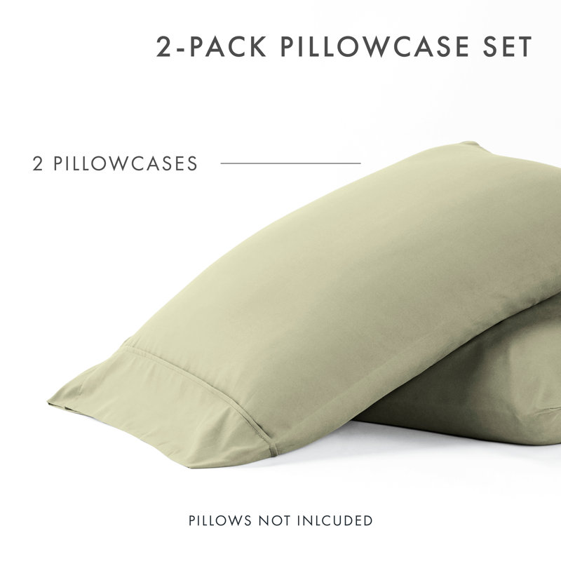 Pillowcase 2-Pack Microfiber Ultra Soft Bedding, King Pillowcase, Sage