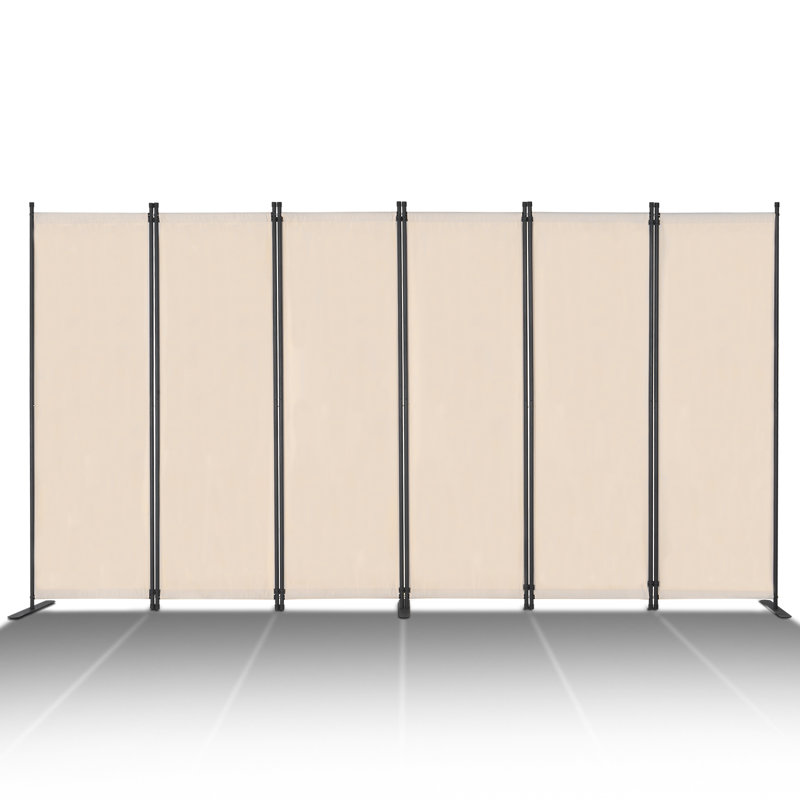 Room Divider 6 Panel Fabric Room Privacy Screen for Office Bedroom Beige, Beige
