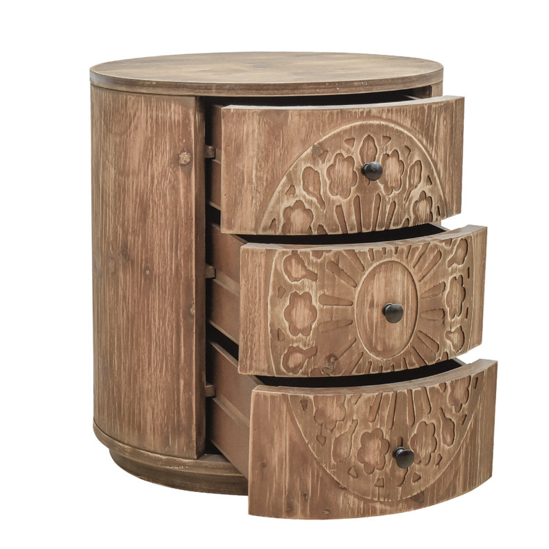 Cylindrical 3-Drawer Accent Chest