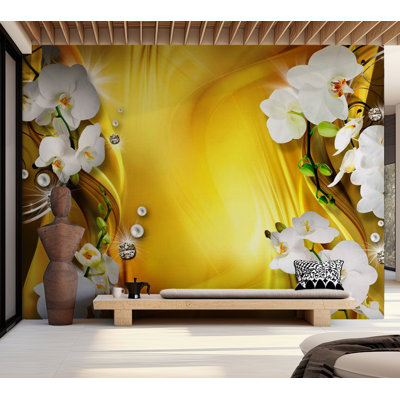 Peel & Stick Glam Wall Mural - Orchid In Gold