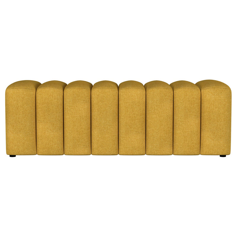 Banc d'appoint rembourré en tissu Delsur, Jaune moutarde