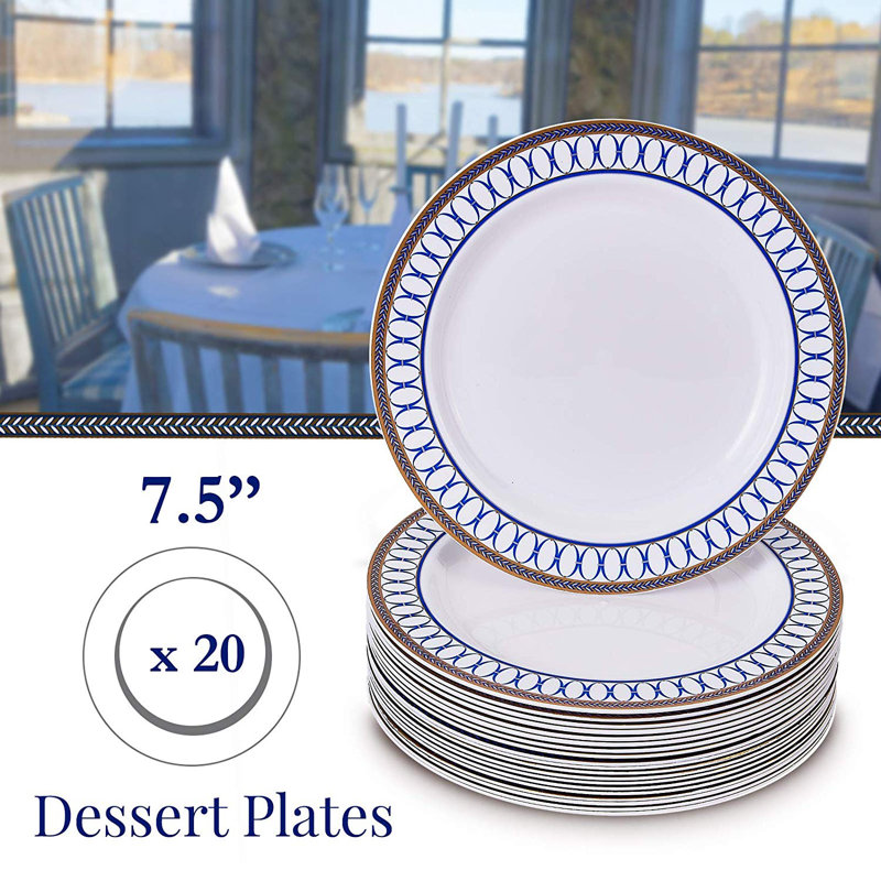 Assiette à salade jetable en plastique à poids lourds, Bleu royal
