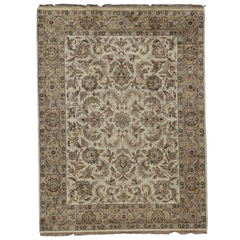 Tapis beige et doré de haute qualité noué à la main