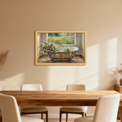 Floral Bath Tub Window Garden Scene