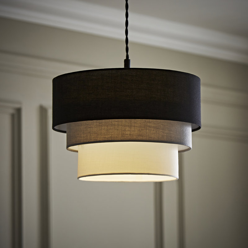 Aztec Drum Pendant Shade, Black, 20" H x 30" W x 30" D