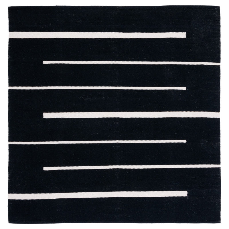 Estremera Hand Woven Cotton Striped Rug, Square 6'
