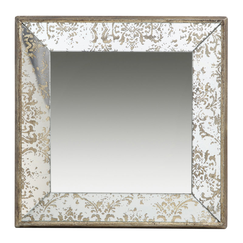 Le miroir carré argenté antique de 24 po X, les éléments décoratifs floraux, le plateau décoratif ajoutent de la chaleur à la décoration intérieure, le miroir suspendu avec des accessoires rehausse l'ambiance