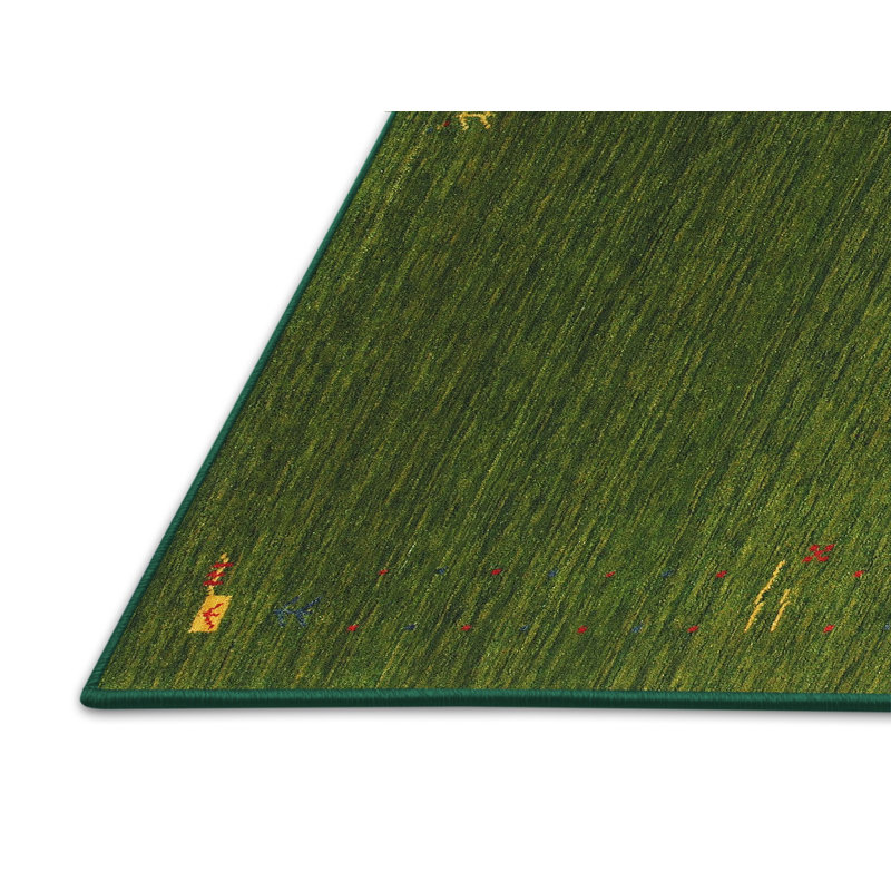 Tapis décoratif vert contemporain, Rectangle 3 pi x 5 pi