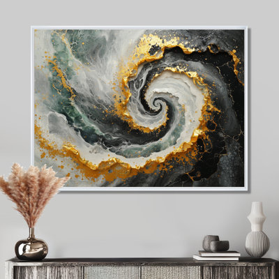 Abstrait noir et or cosmique vortex II - spirales abstraites, art mural
