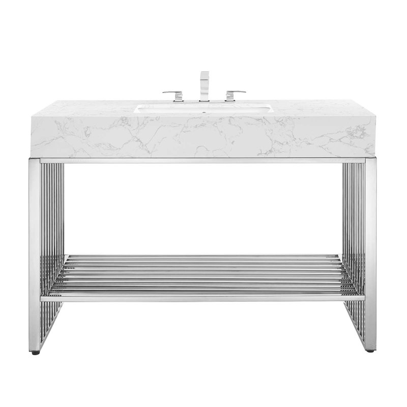 Modway Gridiron 48" Bathroom Vanity, Silver