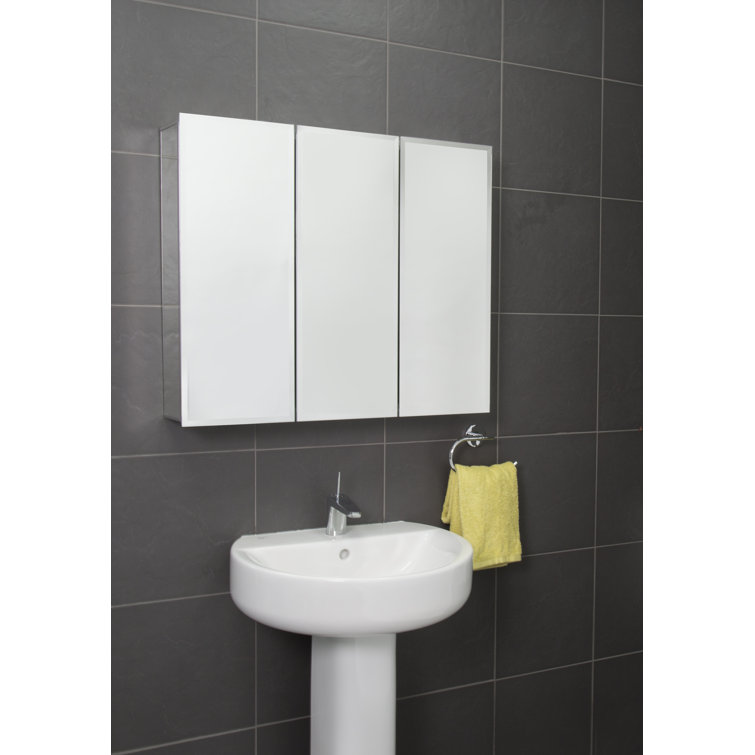 30'' W 25.98'' H Surface Frameless Medicine Cabinet Mirror 9 Adjustable