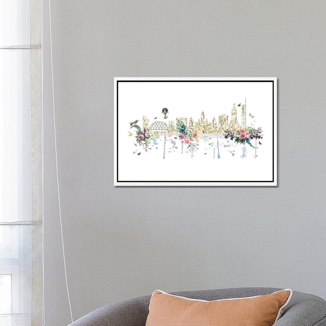 Glasgow Collage Skyline von Natalie Ryan - Floater Frame Gallery-Wrapped Canvas Giclée on Canvas