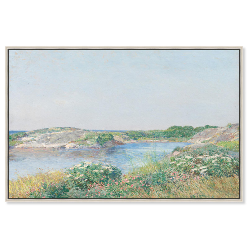 «The Little Pond Canvas Classic Landscape» par Art Remedy, Encadrement argenté, H 31 po x l 46 po