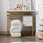 Repose-pieds / tabouret en S en velours - blanc-130176592