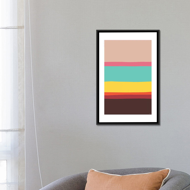 « modern abstract v », impression sur toile, H 26 po x l 18 po x P 1,5 po, Toile avec cadre noir, Pas de tapis