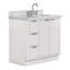 Meuble-lavabo simple en bois massif 36 po avec plateau en marbre de Carrare de 1,5 po, excentré à droite, lavabo ovale-292796652-292796655-292796654