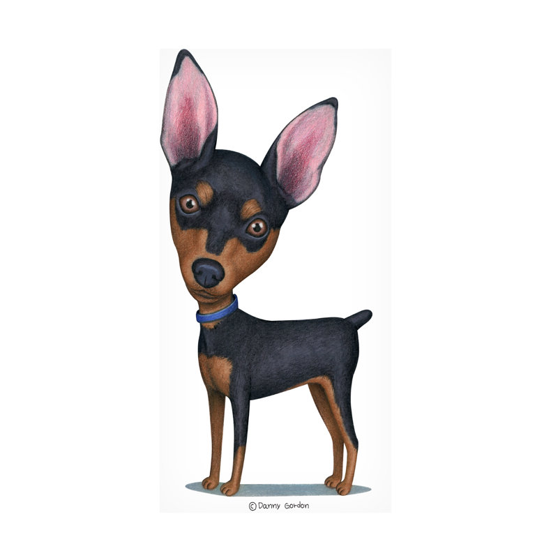 «Miniature Pinscher Blue Collar» par Danny Gordon, impression sur toile tendue, H 24 po x l 12 po x P 2 po