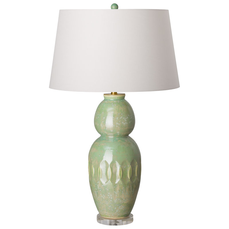 Lampe de table 26 po Arnaz, Vert moucheté, Blanc