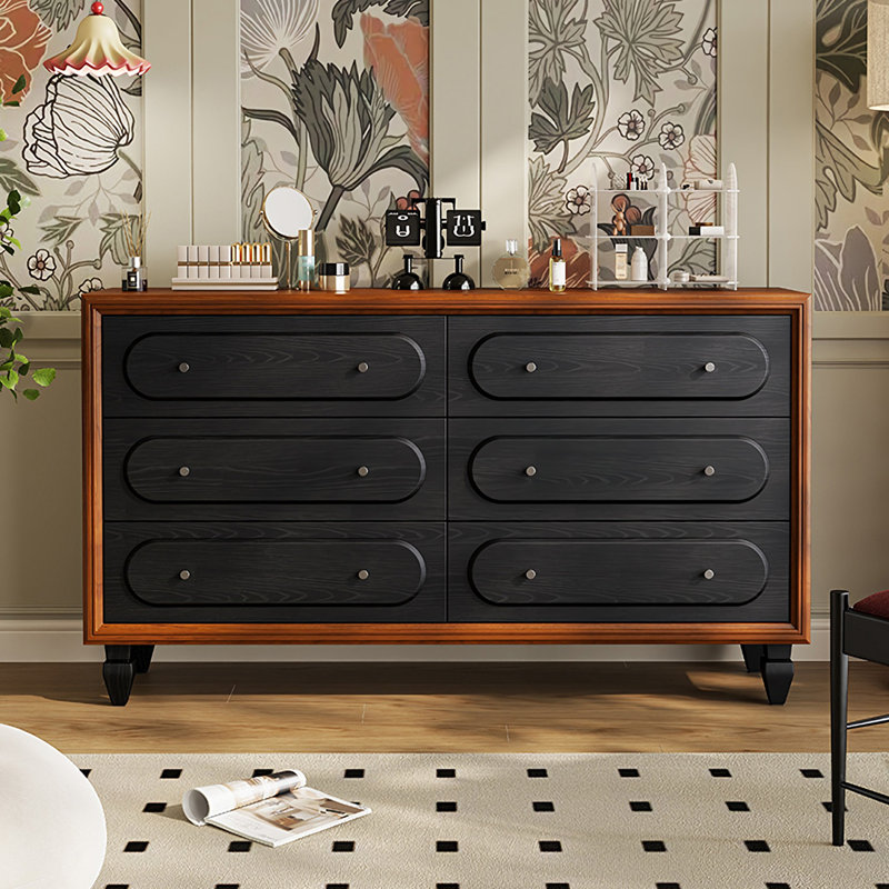 Coffre d'appoint en bois massif exquis simple., Noir / brun