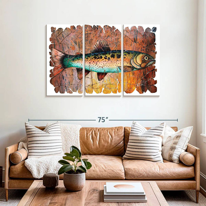 Fresco Red Trout White Background, 36" H x 57" W