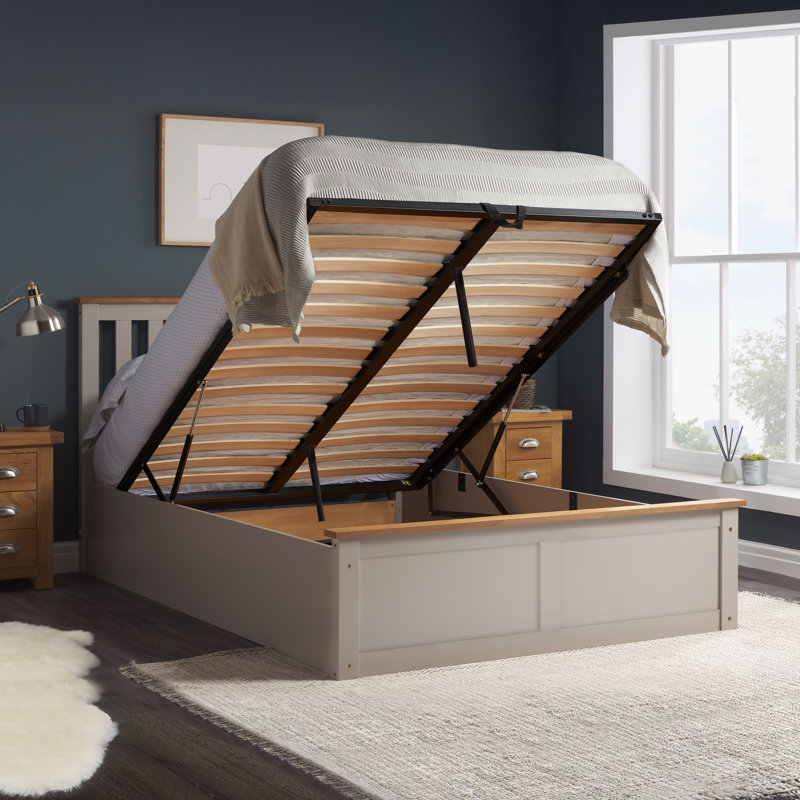 Verona Wooden Ottoman Bed, Pearl Grey, Small Double (4')