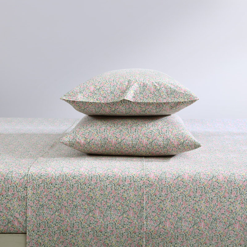 Loveston Pink Full Cotton Percale Floral Sheet Set