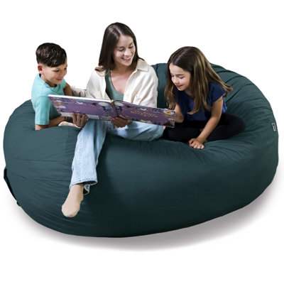 Big Joe Fuf Giant Foam Bean Bag Chair, Oversized Couch with Removable Cover for Kids, Teens, Adults, Deep Sea Velveteen, Durable Woven Polyester