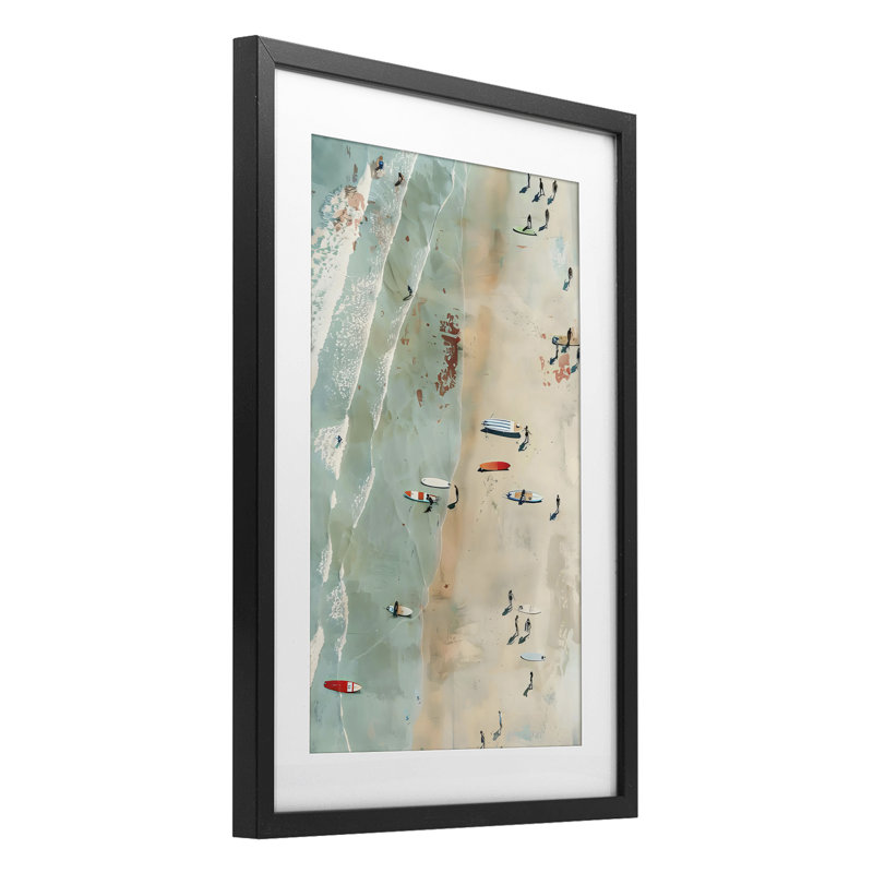 Scraped Surf Board Beach, reproduction encadrée sous verre, design par LSR Design Studio, H 20 po x l 14 po