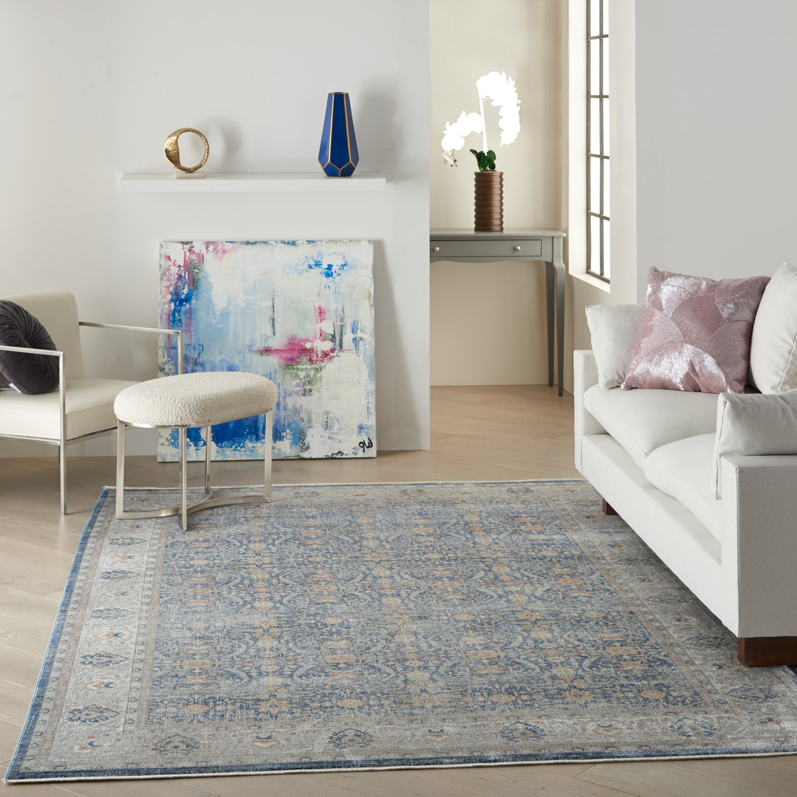 Tabitha Blue Gray Oriental Rug, Rectangle 8' x 10'