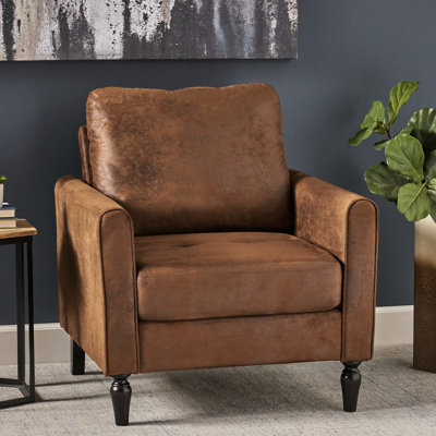 Contemporary Microfiber Chair - Low Profile, Comfortable, Detailed Accents, Brown Modern Club Profile For Small Spaces, Seating