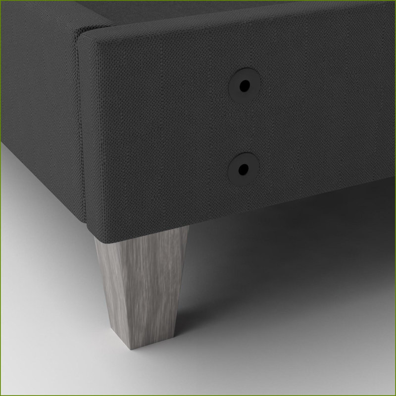 Structure de lit plateforme très grand recouverte de tissu avec pieds en faux bois, assemblage rapide sans outil pour la chambre principale