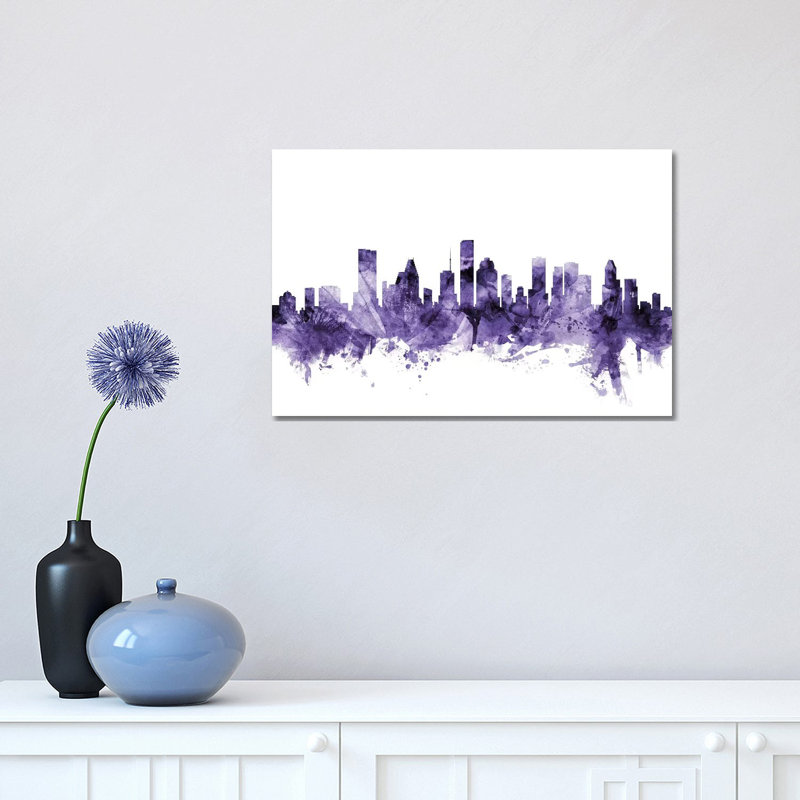 Houston, Texas Skyline by Michael Tompsett - 1 Piece Wrapped Canvas Painting, 30.48 cm H x 45.72 cm W
